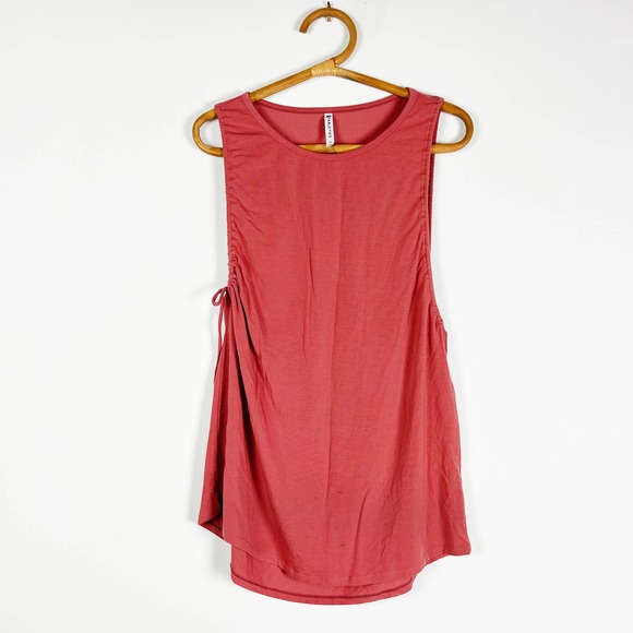 Fabletics pink side gathered loose tank top size Medium athletic athleisure - Picture 2 of 8